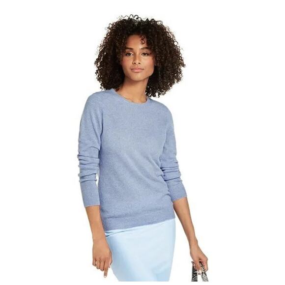 Charter Club 100% Cashmere Sweater M Blue Crew Neck Soft Quiet Luxury Classic - Picture 1 of 11